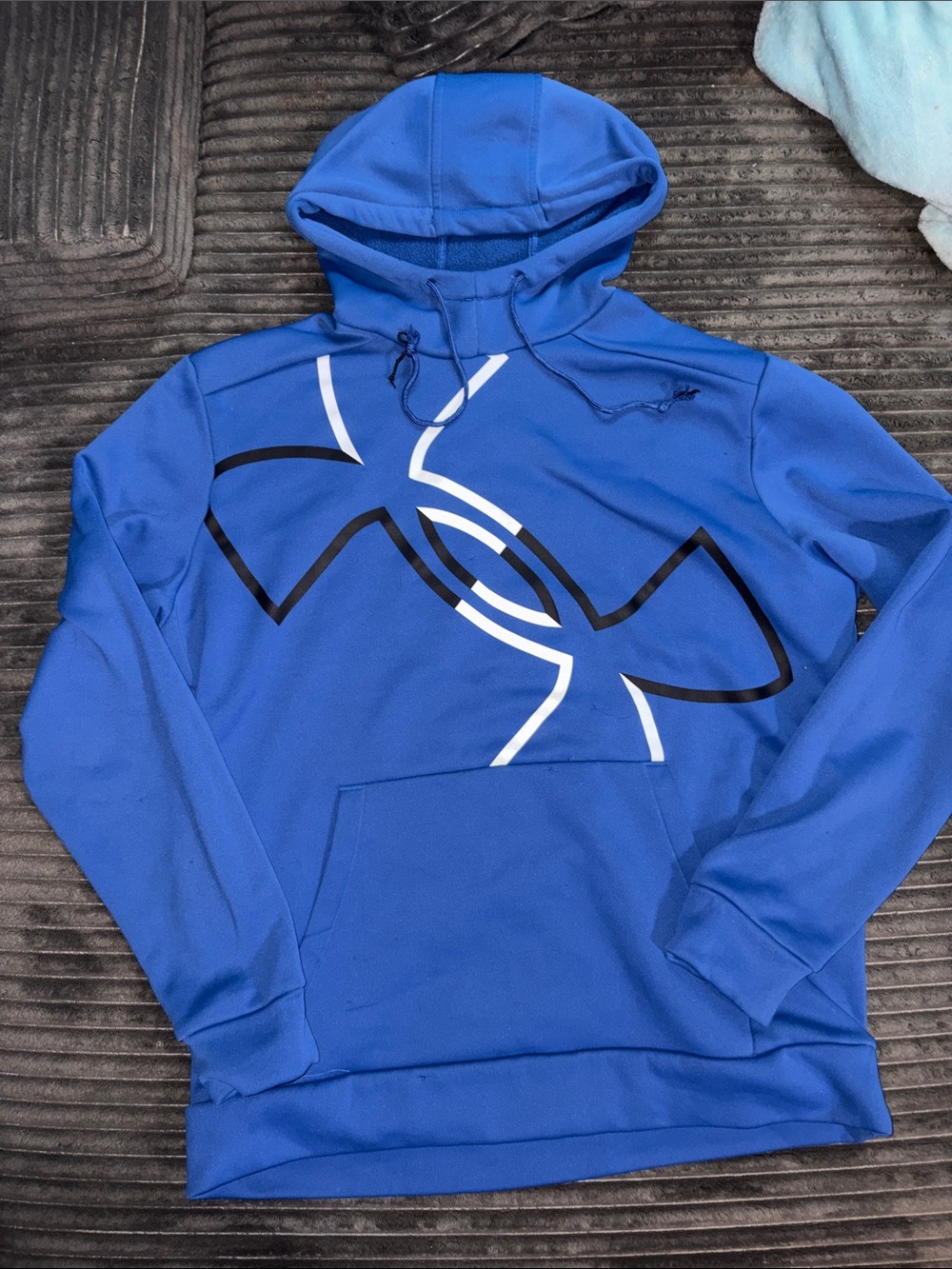Under Armour Royal Blue Hoodie with Large Black & White Logo